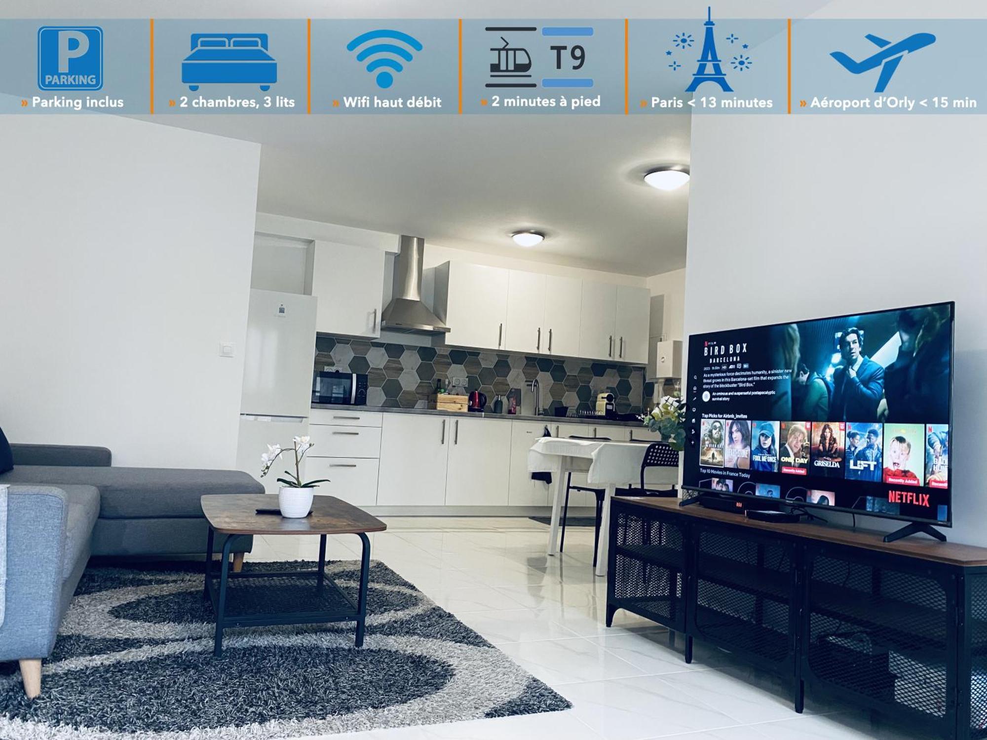 Appartement Parisien Neuf, Moderne Avec Une Grande Salon, 2 Chambres, 4 Lits, Parking Gratuit, 15Min De Paris Et 13 Min Aeroport Orly Vitry-sur-Seine Ngoại thất bức ảnh